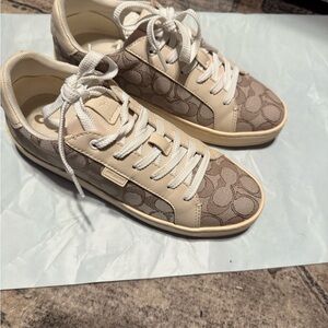 Coach Women's Canvas Sneakers - Beige and Brown